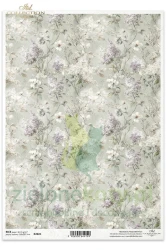 Papier ryżowy ITD Collection A4 Written in Flowers kwiaty bez tło tapeta  
