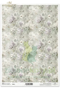 Papier ryżowy ITD Collection A4 Written in Flowers kwiaty bez tło tapeta  