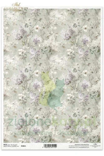 Papier ryżowy ITD Collection A4 Written in Flowers kwiaty tło tapeta bez.jpg