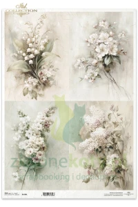 Papier ryżowy ITD Collection A3 Written in Flowers bukiety kwiatów bez konwalie jaśmin 