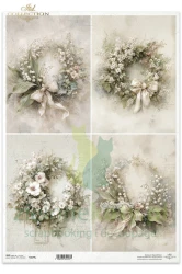 Papier ryżowy ITD Collection A3 Written in Flowers wianki z wiosennych kwiatów konwalie jaśmin