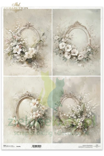 Papier ryżowy ITD Collection A3 Written in Flowers bwianki z wiosennych kwiatów konwalie jaśmin.jpg