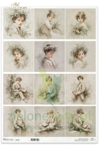 Papier ryżowy ITD Collection A3 portrety chłopiec dziewczynka