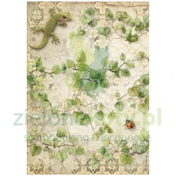 Papier ryżowy decoupage Stamperia A4 All Around bluszcz jaszczurka