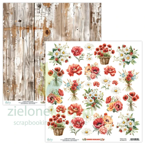 Papier do scrapbookingu 30x30 Mintay Summer Highlands elementy do wycinania kami rumianki