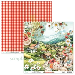 Papier do scrapbookingu 30x30 Mintay Summer Highlands 01 czerwona kratka