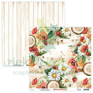 Papier do scrapbookingu 30x30 Mintay Summer Highlands 03 białe deski maki rumianki