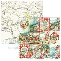 Papier do scrapbookingu 30x30 Mintay Summer Highlands 06 góry  mapa