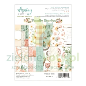 Zestaw papierów do scrapbookingu 15x20 Mintay Family Stories  zeszyt uzupełniający
