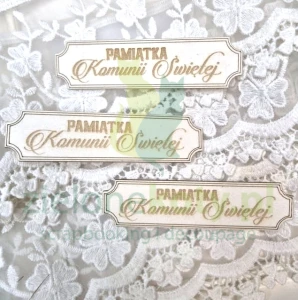 Wycinanka Agateria napis Pamiątka Komunii Świętej w ramce 3szt