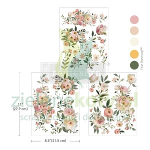 Transfer Prima Decor Middy Blush Reviere różowe kwiaty róże