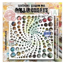Szablon maska AALL & Create 15x15 cm Center Spin tło mixed media kropki