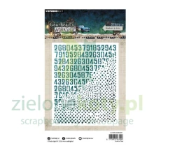 Szablon maska Studio Light Gearhead's Workshop 11x15 cm Numbers & dots cyfry kropki tło