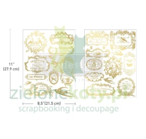 Transfer wodny Prima H2O Chant Du Matin Etykiety złote 2 szt. 28x21cm