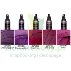 Tusz alkoholowy ScrapEgo zestaw Cheeky eggplant/Blueberry cloud/Frau Flora/Wild orchid/Lolita różowy fioletowy