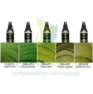 Tusz alkoholowy ScrapEgo zestaw  Toad in love/Forest nymph/Crazy lime/Sleepy swamp/Delicate olive zielony 