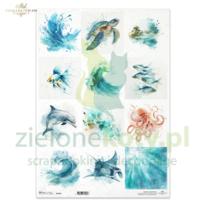 Papier ryżowy ITD Collection A3 motywy morskie