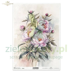 Papier ryżowy ITD Collection A4 Letnie kwiaty piwonie