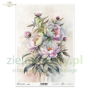 Papier ryżowy ITD Collection A4 Letnie kwiaty piwonie