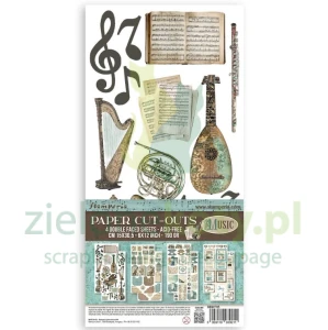 Zestaw dodatków Die Cuts Stamperia Paper Cut-Outs Symphony motywy muzyczne