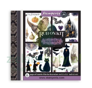 Transfer Rub-On Kit Stamperia 15x15cm Stamperia Halloween 6 arkuszy 