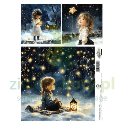 Papier ryżowy Alchemy Of Art A4 The Magic of December Dzieci noc