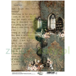 Papier ryżowy Alchemy Of Art A4 In the Library biblioteka druk