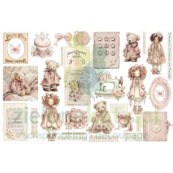 Dodatki papierowe die-cuts Prima Marketing Buttons & Keepsakes Ephemera Quilted Memories 64 szt. misie krawiectwo