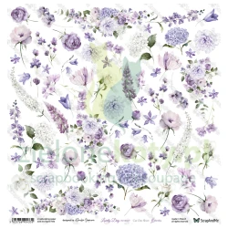 Papier do scrapbookingu 30x30 ScrapAndMe Lovely Day IN VIOLET flowers kwiaty