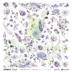 Papier do scrapbookingu 30x30 ScrapAndMe Lovely Day IN VIOLET flowers kwiaty