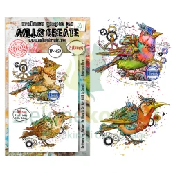 Stempel akrylowy AALL & Create Gearfeather ptaki steampunk