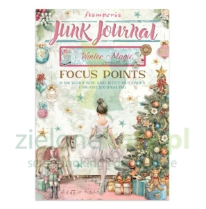 Zestaw papierów do scrapbookingu i dodatków Junk Journal A5 Stamperia  Winter Magic Focus Points