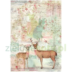 Papier ryżowy decoupage Stamperia A4 Winter Magic Jeleń