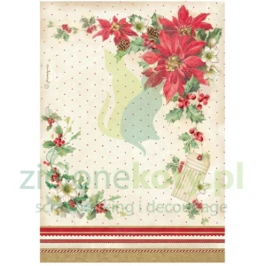 Papier ryżowy decoupage Stamperia A4 Classic Christmas Gwiazda betlejemska