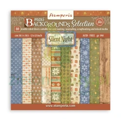 Zestaw papierów do scrapbookingu 30x30 Stamperia Silent Night Backgrounds Selection
