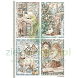 Papier ryżowy decoupage Stamperia A4 White Christmas karty