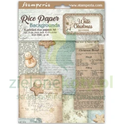 Papier ryżowy decoupage MINI Stamperia White Christmas Backgrounds A6 8 szt. tła