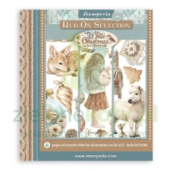 Transfer Rub-On Selection Stamperia 23x21 cm White Christmas 6 arkuszy