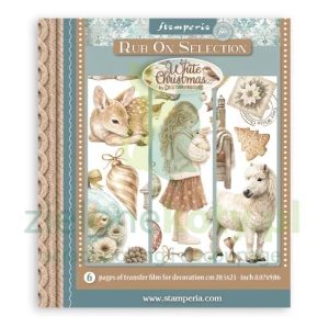 Transfer Rub-On Selection Stamperia 23x21 cm White Christmas 6 arkuszy