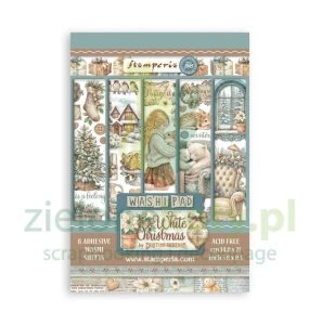Zestaw papierów samoprzylepnych Stamperia Washi White Christmas A5 / 8szt.