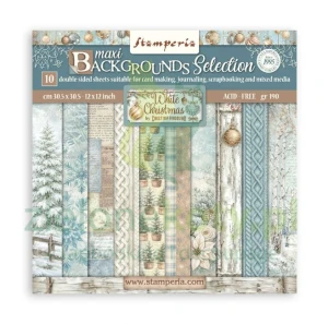 Zestaw papierów do scrapbookingu 30x30 Stamperia White Christmas Backgrounds Selection