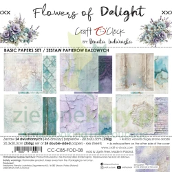 PRZEDSPRZEDAŻ Zestaw papierów do scrapbookingu 20x20 Craft O'Clock Flowers of Delight bazowe