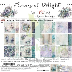 PRZEDSPRZEDAŻ Zestaw papierów do scrapbookingu 20x20 Craft O'Clock Flowers of Delight Mix
