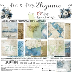 PRZEDSPRZEDAŻ Zestaw papierów do scrapbookingu 20x20 Craft O'Clock Mr. & Mrs. Elegance bazowe