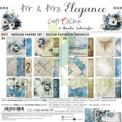 PRZEDSPRZEDAŻ Zestaw papierów do scrapbookingu 20x20 Craft O'Clock Mr. & Mrs. Elegance Mix