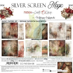 PRZEDSPRZEDAŻ Zestaw papierów do scrapbookingu 20x20 Craft O'Clock Silver Screen Elegance bazowe