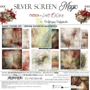 PRZEDSPRZEDAŻ Zestaw papierów do scrapbookingu 20x20 Craft O'Clock Silver Screen Elegance bazowe