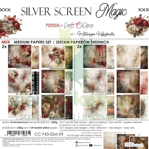 PRZEDSPRZEDAŻ Zestaw papierów do scrapbookingu 20x20 Craft O'Clock Silver Screen Magic Mix