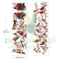PRZEDSPRZEDAŻ Transfer Prima Decor Hollywing Cardinal 29x8cm / 2 arkusze zimowe ptaszki kardynałki