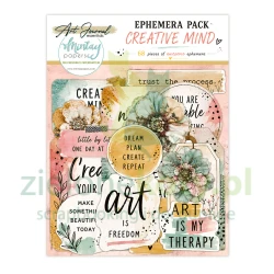 Zestaw dodatków Mintay Art Journal Ephemera Pack Creative Mind 68 szt. tagi, napisy